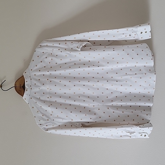 Talbots White Gold Dot Long Sleeve Button Down Shirt Size 12P *PETITE* - Picture 5 of 8
